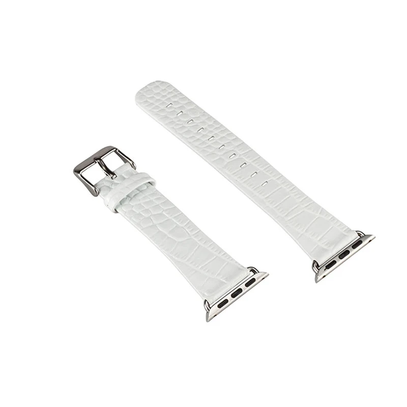 white Кожаный ремешок для apple Watch band 4(iwatch 5) 44 мм 40 мм apple watch 3 2 1 ремешок 42 мм 38 мм Ремешки для наручных часов с крокодиловой полосой - Цвет ремешка: white