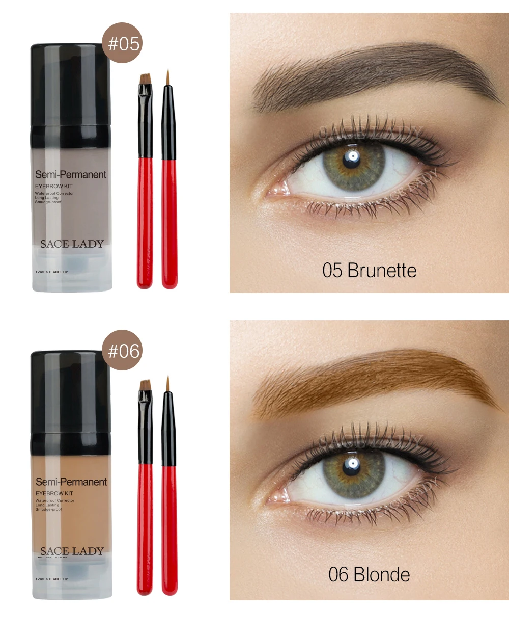SACE LADY Eye Brow краситель, краска водонепроницаемый гель макияж Расческа для укладки помадой набор черный трафарет для бровей усилитель карандаш набор восковое косметическое средство