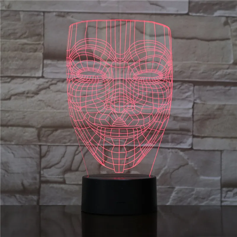 3D лампа V для вендетты, лучший подарок для детей, сенсорный сенсор, быстрая, яркая база для декора комнаты, светодиодный ночник, светильник