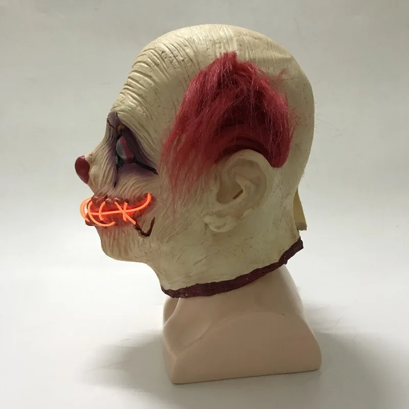

2020 Halloween Clown Horror Luminous LED Mask Scary Ghost Festival Cos Led Fluorescent Dance Headgear Helmet