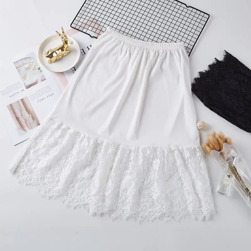 Women Skirt Extender Knee Lace Slip Hollow Length A-Line Half Extenders ZJM9298