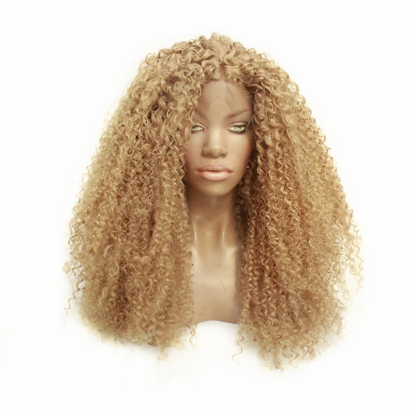 Афро кудрявый парик фронта шнурка высокая плотность пепельный блонд длинные вьющиеся волосы термостойкий синтетический парик для женщин