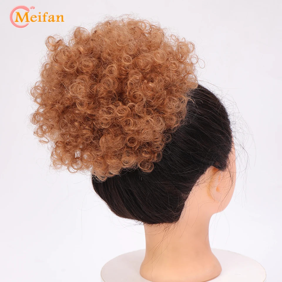 MEIFAN многоцветный короткий кудрявый афро синтетический шиньон с резинкой на