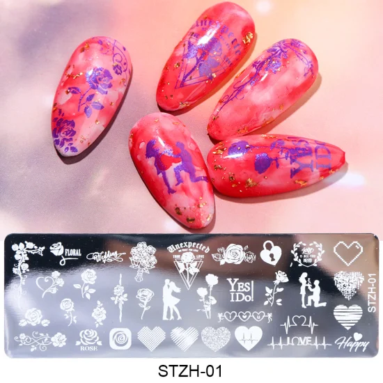 1pcs Nail Art Stamps Nail Stamping Plates Templates Letters Butterfly Leaves Cats Stars Gel Polish Manicure Stencils TRSTZH01-12 - Цвет: STZH-01