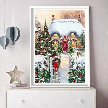 

Diamond Painting Christmas 5D DIY Diamond Embroidery Snow Full Square Diamond Cartoon Picture of Rhinestone Wall Stickers
