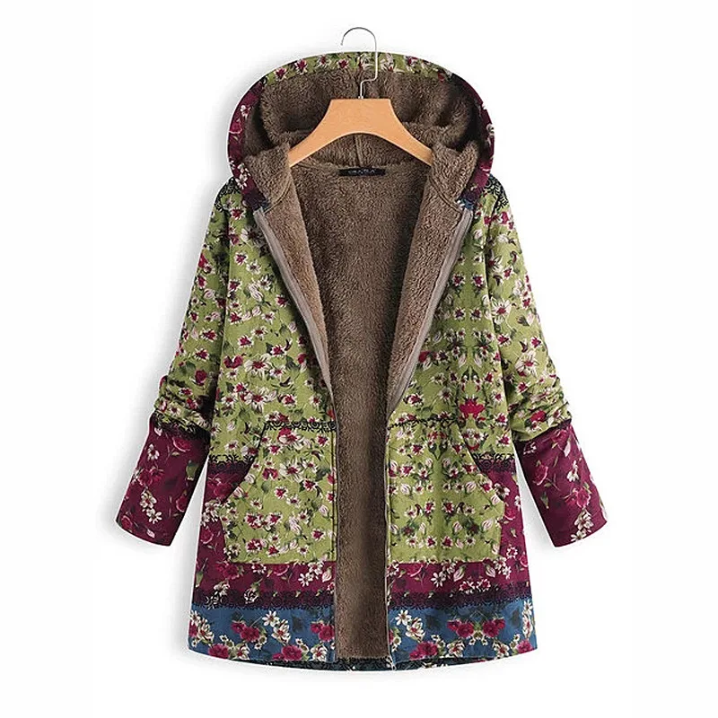Зима, стиль, женское платье, AliExpress, Wish, западный стиль, позиционирование, с принтом, с капюшоном, вельветовое, с капюшоном, теплое пальто