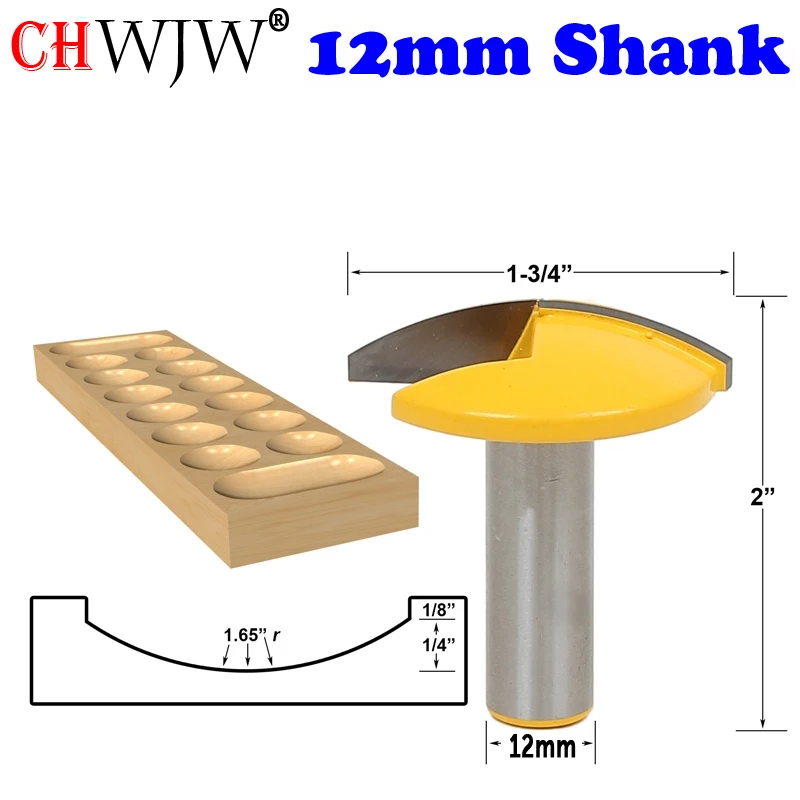 CHWJW 수평 크라운 라우터 비트, CNC 라우터 비트, 대형 볼 라우터 비트, 나이프 목공 커터, 12mm 생크, 1 개