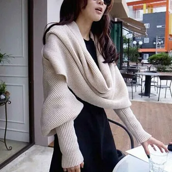 

Unisex Fashion Knitted Scarf with Sleeves Long Wraps Shawls for Winter Autumn hh88