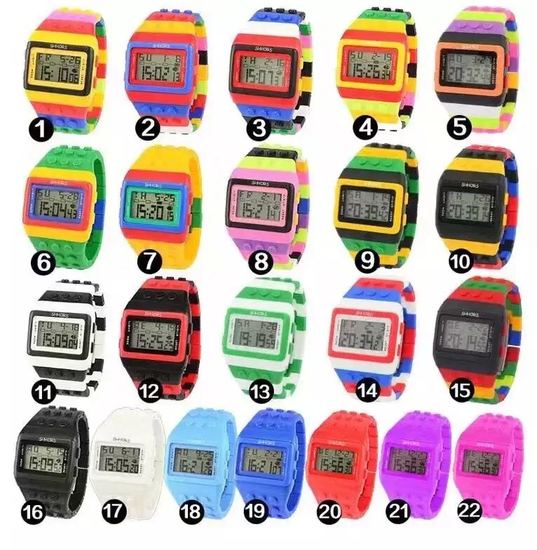 

Watch LED Electronic Watch Colorful Building Blocks Fashionable Watch Shhors Men And Women Watch STUDENT'S Watch