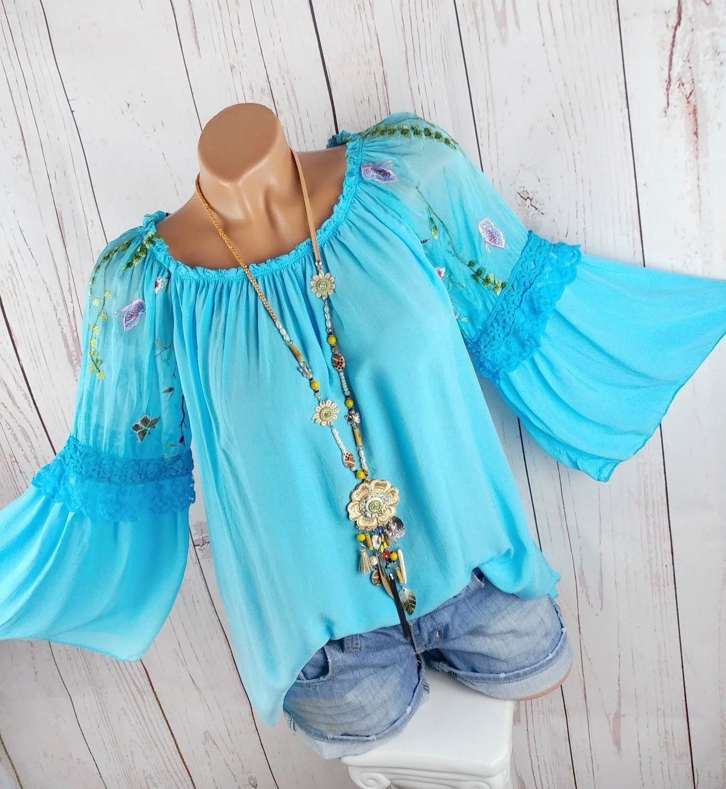 

new Sexy Off Shoulder Floral Print Cotton Top Women's fashion 2020 Hollow out Elegance Long Sleeve Blouse Shirt S-5XL xxl