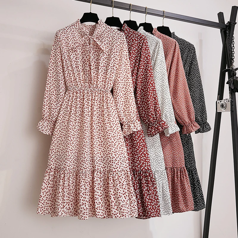 Женское шифоновое платье 2019 осенне-весеннее Новое модное винтажное