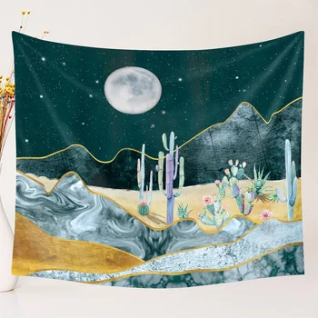 

1pc Printed Tapestry Background Cloth Beach Towel Curtain Wall Carpet Wall Decor Multifunctional Printed Carpet (Cactus Pattern)
