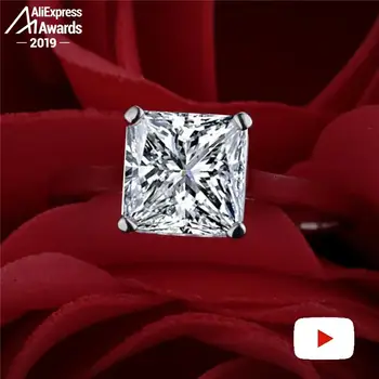 

8*8mm 3.1 Carat Princess cut Diamond Ring S925 sterling silver fine wedding proposal anniversary yes i do engagement