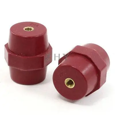 

6mm Diameter 10mm Depth Brass Thread 38mm Height Busbar Insulator Support 2Pcs