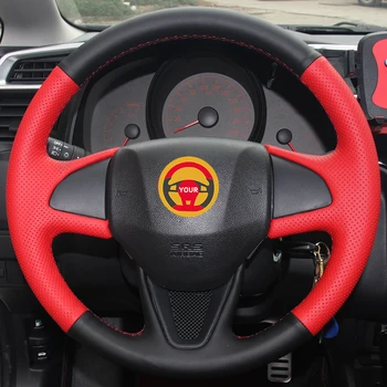

Black Red Synthetic Leather Car Steering Wheel Cover for Honda Fit 2016 2017 New Fit Honda City 2015-2017