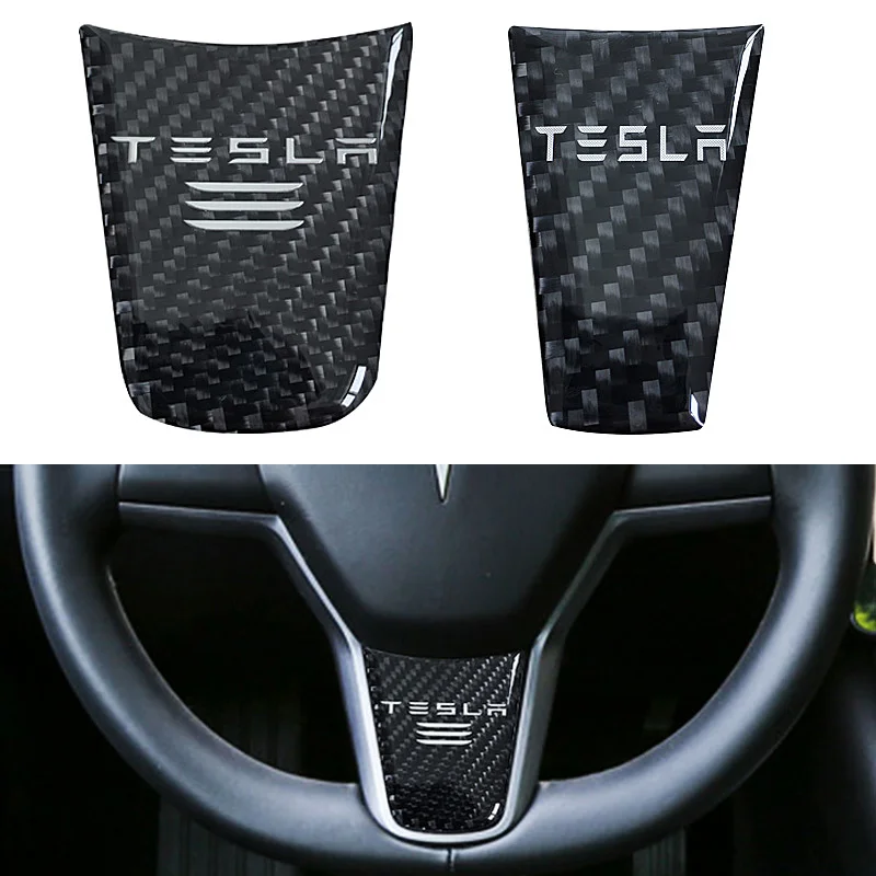 

1pcs Newest Carbon Fiber Styling Car Steering Wheel Decoration Cover Logo Sticker Accessories Specialized for Tesla Model 3 X S