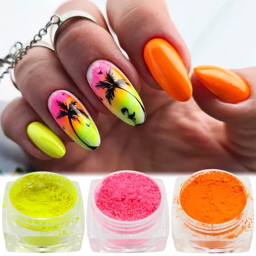 10 ml Neon Nail Glitter Powder Fluorescent Pigment Powder Decortion Bright  Color Nails accessories for Everything Manicure Dust - AliExpress