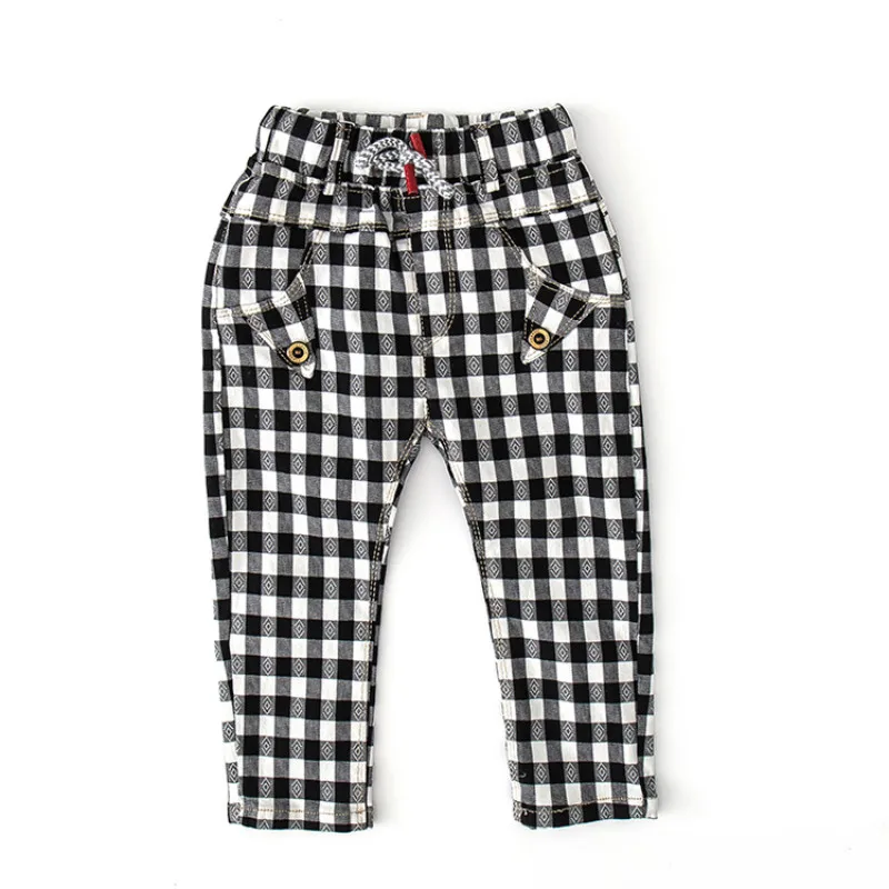

2019 Spring and Autumn Children's Pants Boys and Girls 2-7Y Cotton Plaid Casual Pants Children's Clothes