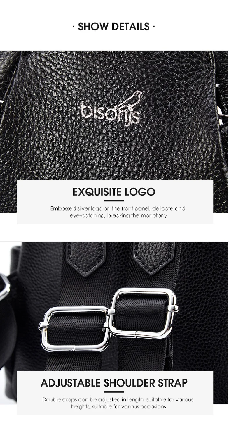 BISON DENIM, рюкзак из натуральной кожи, большой рюкзак для iPad, рюкзаки для подростков, женский рюкзак для путешествий, досуг, сумки через плечо, B1904