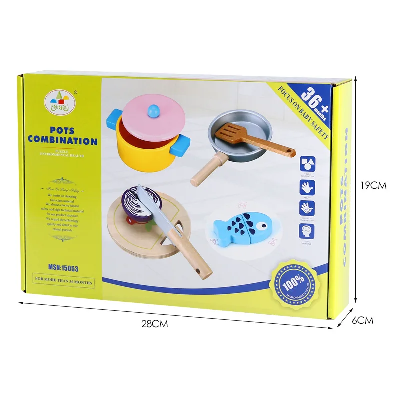 

Children Kitchen Cooking Cookware Toy Combination CHILDREN'S Model Play House Slicer Cook Tableware Wooden Toys
