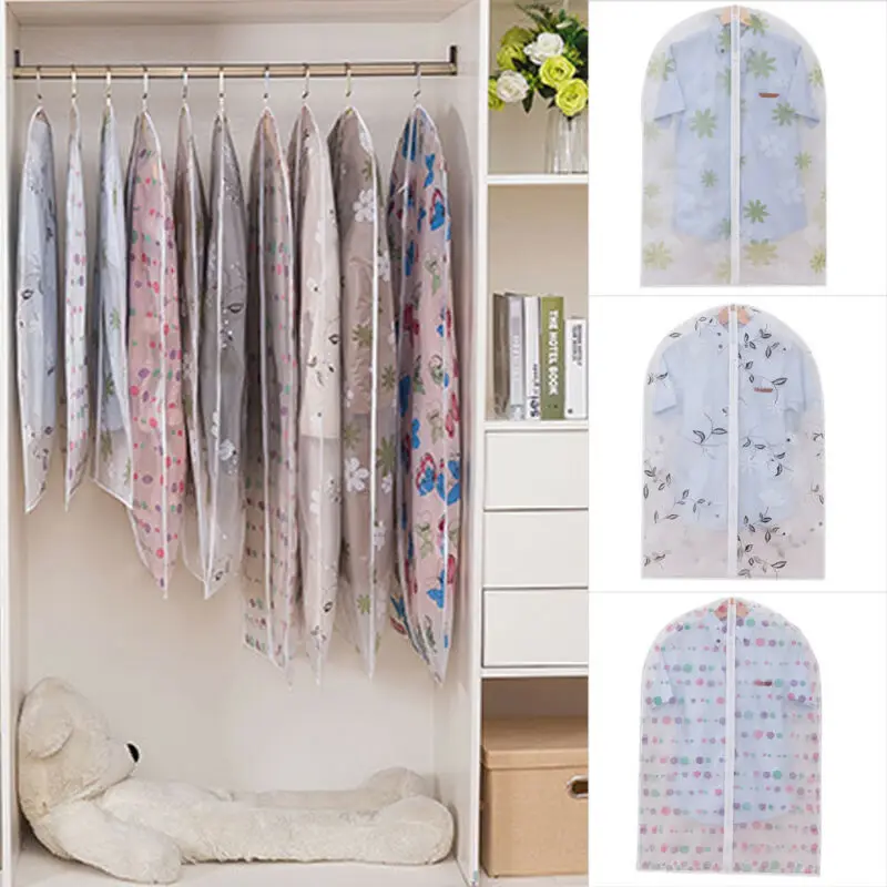 1Pcs Large Hanging Suit Dress Coat Garment Bag Clothes Cover Dust Proof Storage Zip S M L