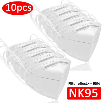 

10pcs Safety NK95 5 Layers Non Woven Disposable Face Masks Anti Dust PM2.5 Air pollution Mouth Shield for Adults Protective Mask