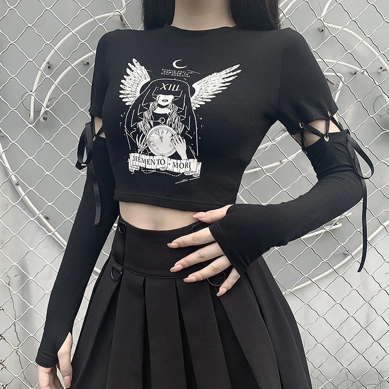 GothGirl Punk Fashion T shirt Female 