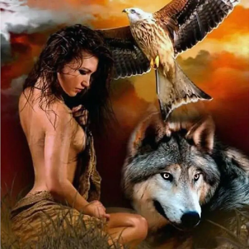 Алмазная 5D Вышивка с изображением индийской женщины волка рукоделие алмазная