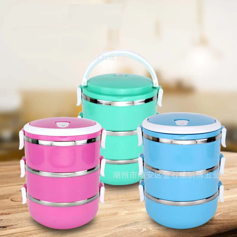 

Candy Colors Lunch Boxs Portable Thermal Bento Lunchbox Multilayer Food Container PP+Stainless Steel For Student H