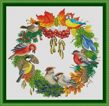 

22-garland series-fruits and birds Counted Cross Stitch 11CT 14CT 18CT DIY Cross Stitch Kits Embroidery Needlework Sets