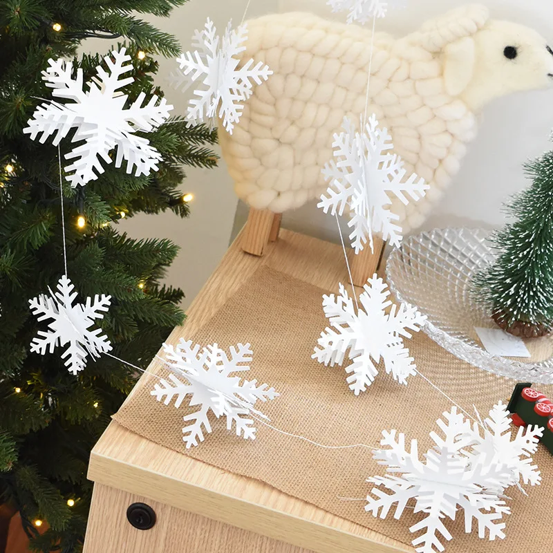 3M 12Pcs 3D White Snowflake Christmas Ornaments Xmas Tree Hanging Decoration 