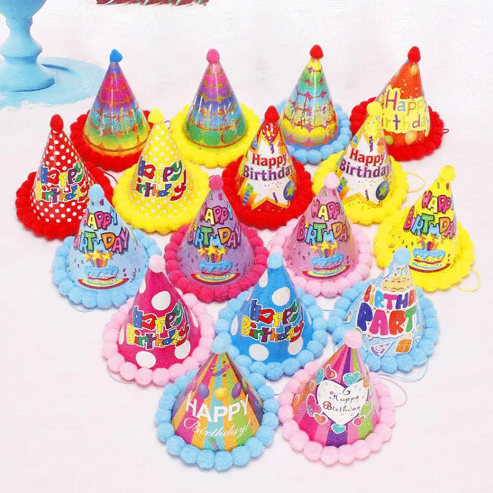 1 шт. детская Радужная шляпа на день рождения, украшение в виде короны, бумажная шапка с рисунком, яркая Праздничная шапка на день рождения