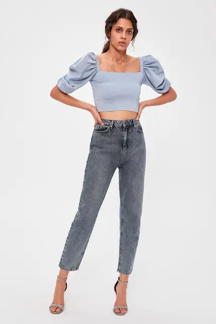 Trendyol Navy Blue High Waist Slim 