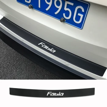 

8*90cm Car Rear Bumper Trunk Guard Plate Stickers For Skoda Fabia 3D Carbon Fiber Scuff Protective Sill Cover Auto Accessories