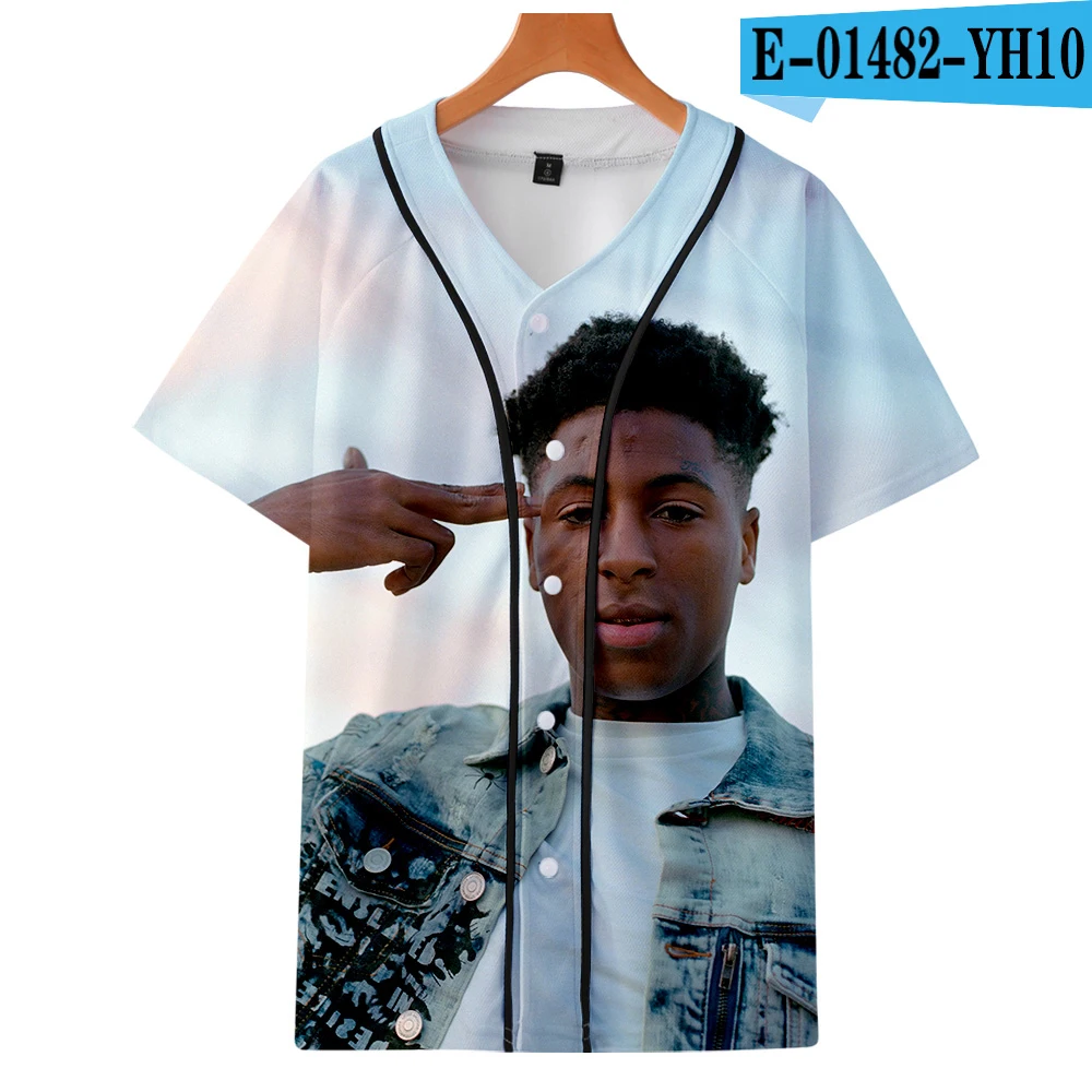 YoungBoy Never Broke снова полиэстер Горячие мужчины Высокая мода лето Бейсбол Короткий рукав Горячий тренд повседневные топы тройники - Цвет: As shown