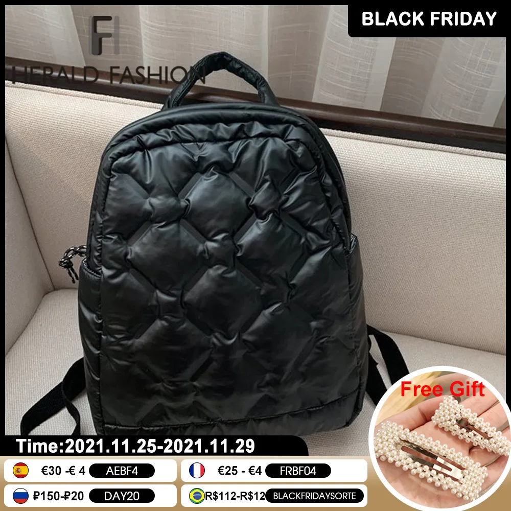 Soft Fluffy Padded Bag for Women 2022 Winter Quilted Backpack Female Nylon Anti-theft School Bags Cotton Duvet Shoulder Rucksack |