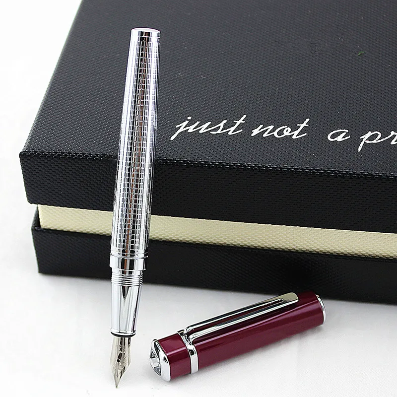 

high quality 979 Black and silver Nib 0.5 Fountain Pen Luxury Metal Ink Pens for Gift Office Supplies Writing Stationery