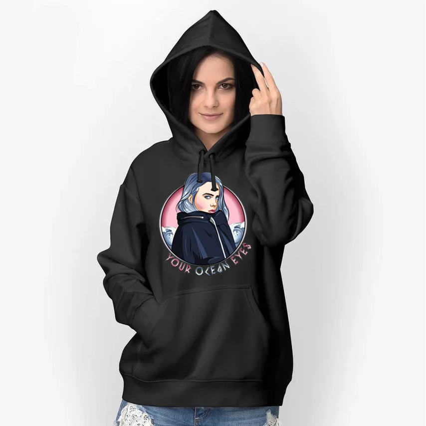 Черный Billie Eilish толстовки женские/мужские с длинным рукавом с принтом толстовки с капюшоном Лидер продаж Повседневная Уличная одежда - Цвет: 11