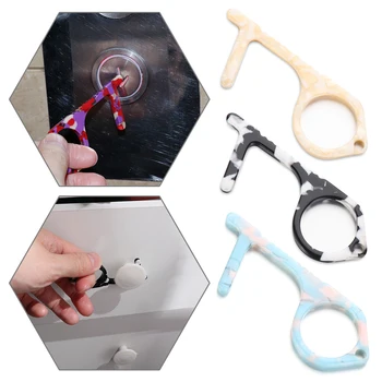 

1PC Acrylic EDC Door Opener Safety Portable Contactless Key Chain Public Press Elevator Button Hygiene Hand Door Handle Tool
