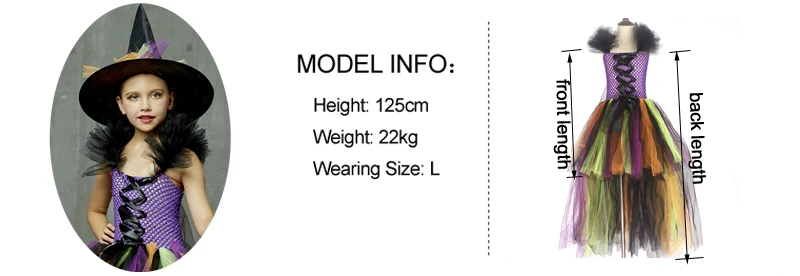 Girls Evil Witch Halloween Cosutme Trailing Tulle Kids Fancy Tutu Dress with Witch Hat Children Carnival Cosplay Party Dresses (6)