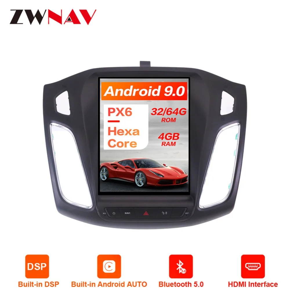 Sale Android 9.0 4GB DSP Tesla style Car NO DVD Player GPS Navigation For Ford Focus 2012-2018 navi stereo headunit multimedia player 2