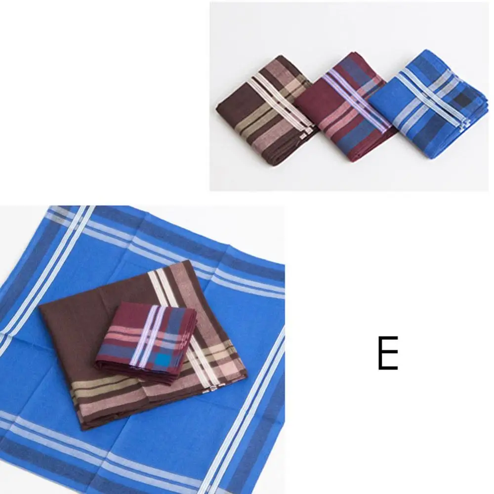 Plaid E 3Pcs 3-5 шт./лот разноцветные носовые платки для женщин хлопок Цветочный вышитый шарф Карманный платок случайный цвет - Цвет: Plaid E 3Pcs