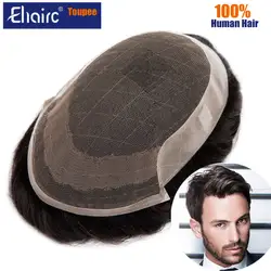 New OCT- Men Toupee Lace & PU Base Toupee Wig For Men 130% Density Man Wigs Male Human Hair Prosthesis for Men 6