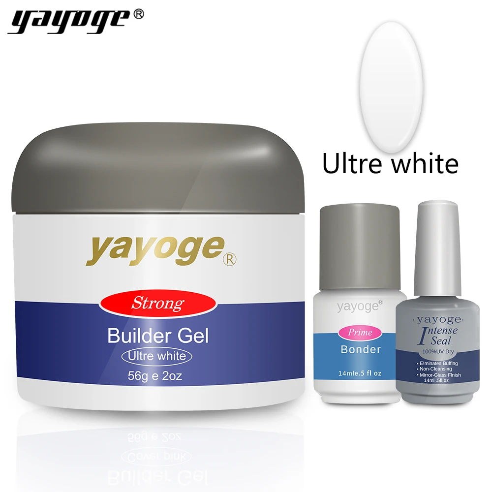 white Yayoge набор гелей для наращивания ногтей, 7 цветов, Гель-лак для замачивания, полистроительный гель с кончиками для ногтей, для дизайна ногтей, 56 мл - Цвет: white