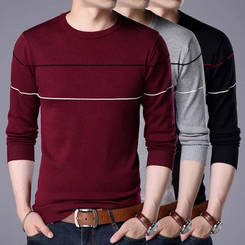 

Sweater Men Brand Autumn Wool Pullover O-Neck Mens sweaters Turtleneck Tops Male Slim Solid Fit Knitting Clothing 5Colors New