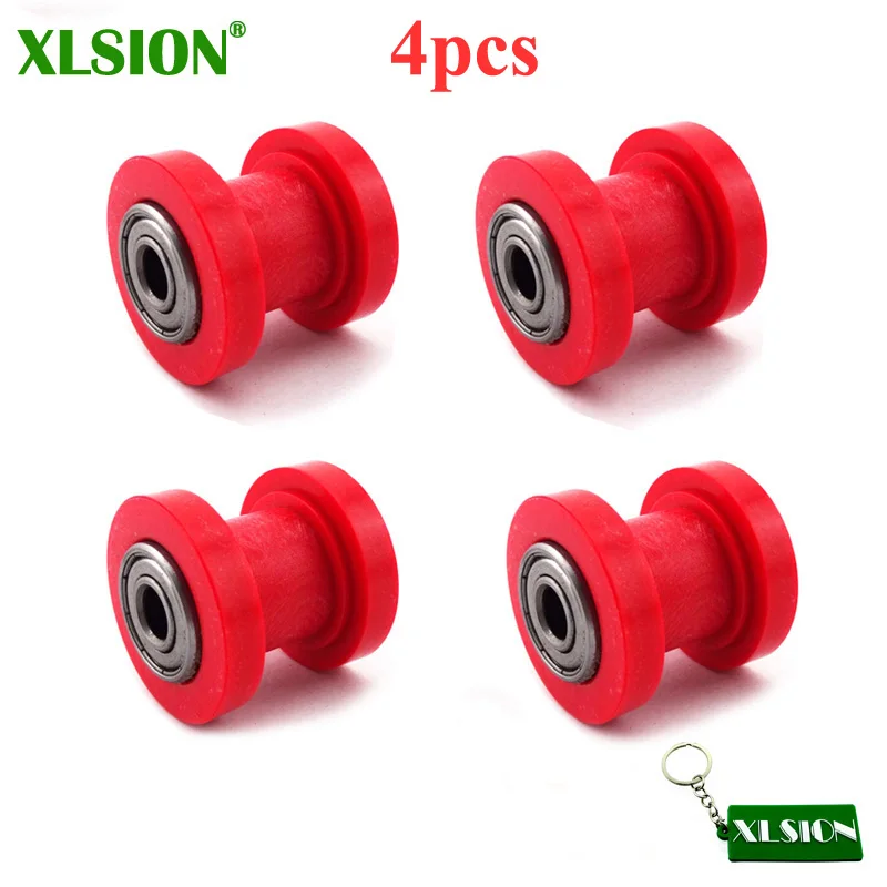 4pcs Red 8mm Chain Roller Pulley Tensioner For Chinese 50cc 70cc 90cc 110cc 125cc 140cc 150cc 160cc 200cc 250cc Pit Dirt Motor Bike - Цвет: 4pcs