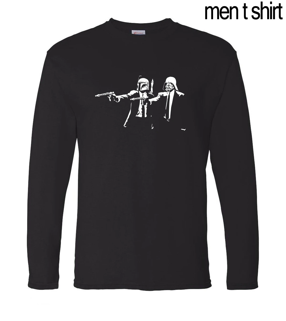 Banksy Star Wars Pulp fiction Мужская футболка новая весенняя Хлопковая мужская футболка с длинным рукавом хип-хоп фитнес мужские футболки - Цвет: Черный