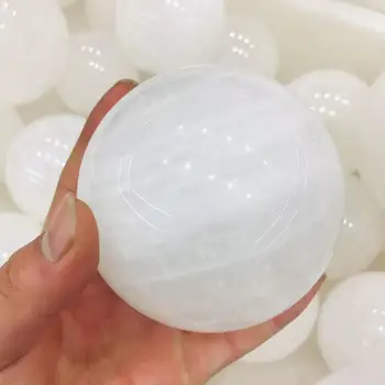 

1PC 80mm natural white color calcite clear quartz stone large size crystal ball sphere for sale