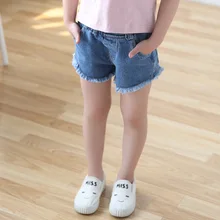 Джинсовые шорты для маленьких девочек от 3 до 10 лет г. Летние короткие штаны для девочек, детские рваные джинсы, детские джинсовые шорты