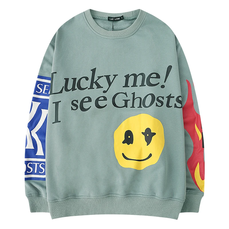 KanyeWest, смайлик, Harajuku, Xxxtentacion, уличная Мужская толстовка, пара, странные вещи, новинка, свободный, веселый, зеленый, пуловер, толстовка